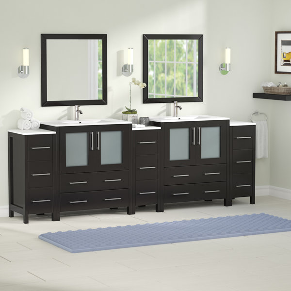 Wade Logan® Karson Modern 96" Double Bathroom Vanity Set with Mirror
